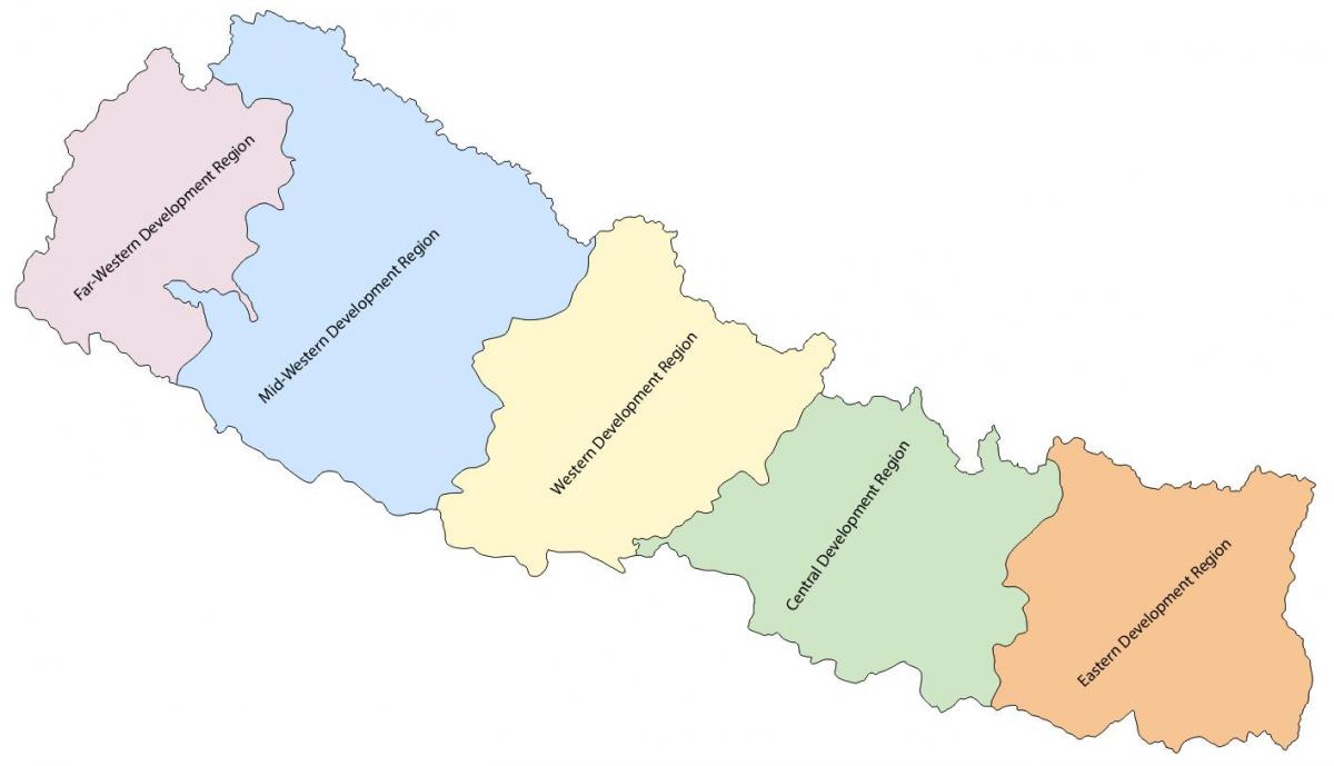 মানচিত্র সঙ্গে নেপাল পাঁচটি উন্নয়ন অঞ্চল