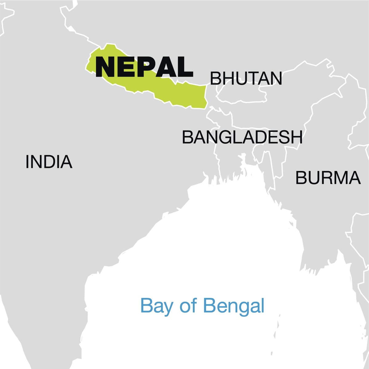 বিশ্বের মানচিত্র দেখাচ্ছে, নেপাল