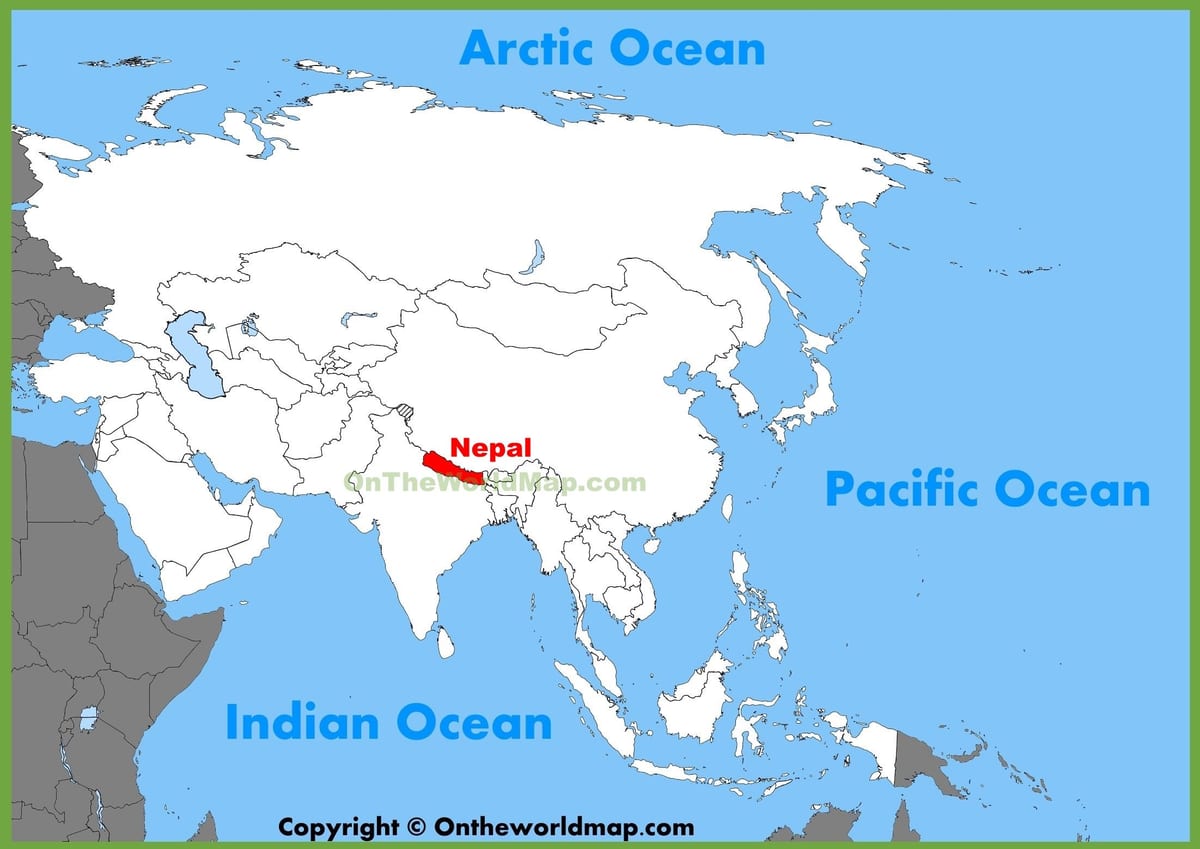 নেপাল এশিয়ার মানচিত্র