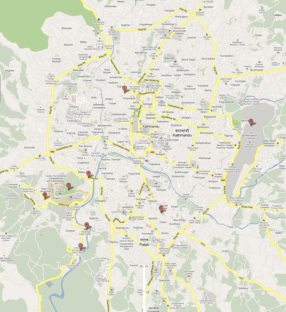মানচিত্র, ktm, নেপাল
