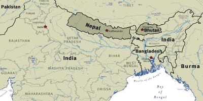 মানচিত্র, ভুটান, নেপাল এবং তিব্বত
