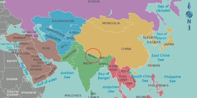মানচিত্র, নেপাল ও পার্শ্ববর্তী দেশগুলো